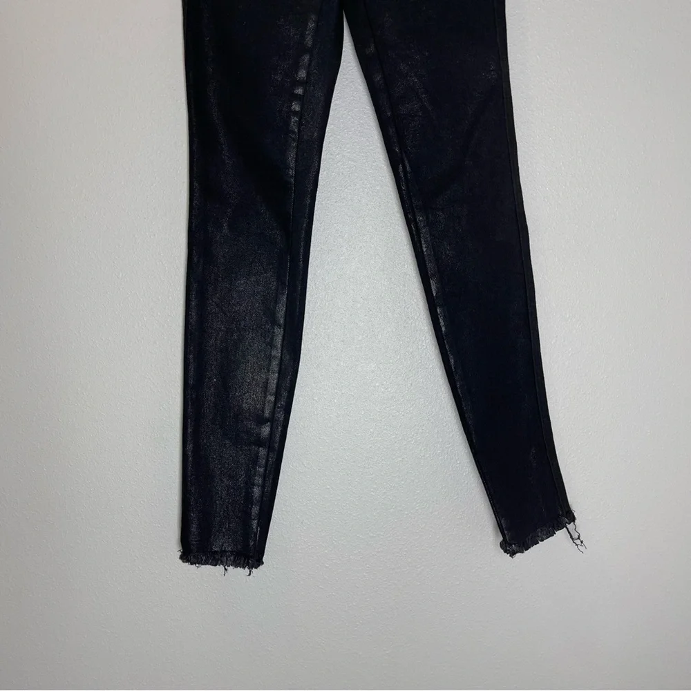 Free People Coated High Waist Jeans Black Raw Frayed Hem Size 24 Women’s NWT